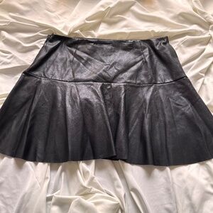 Faux Leather Skater Skirt